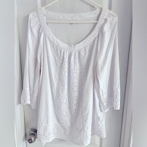 Indigo Soul White 3/4 sleeve top; Women’s Size XL